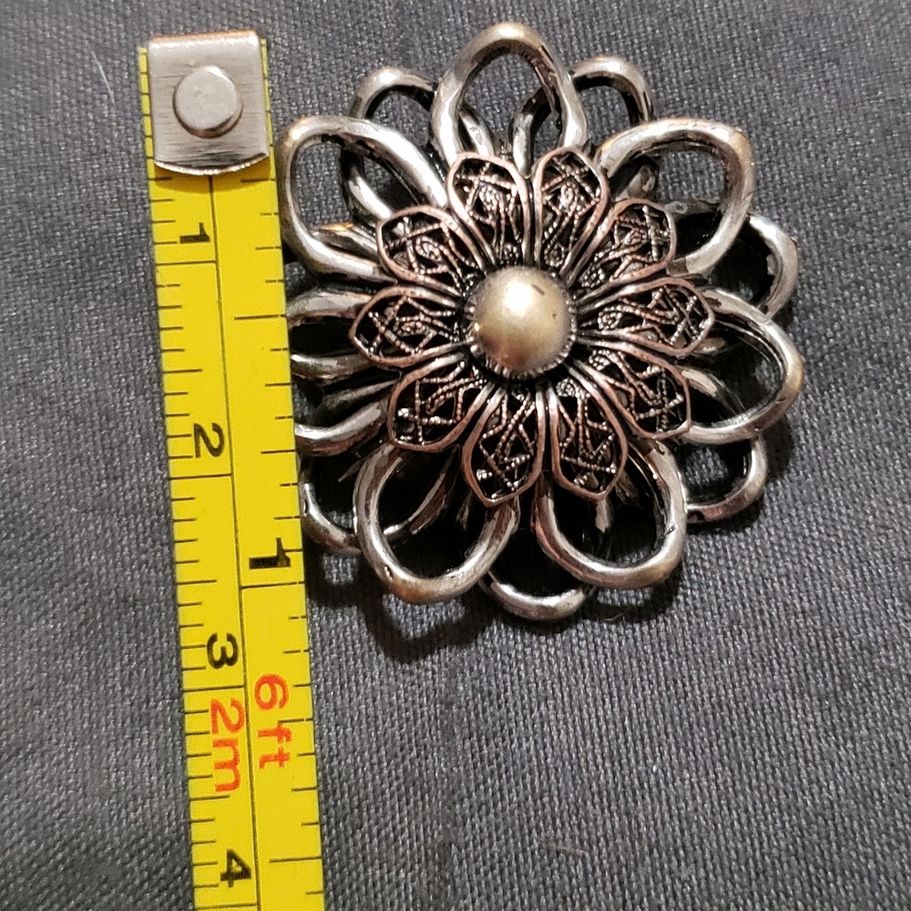 🌟 VINTAGE BROOCH LOT | 3-Piece MCM Rhinestone & Floral Statement Pins - Picture 10 of 16